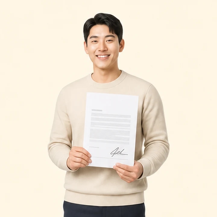 개인회생 기아 레이 장기렌트 서면 견적서를 들고 있는 고객